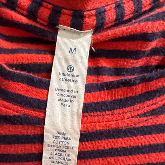 lululemon athletica Red and Black Striped Long Sleeve Tee - Picture 3 of 4